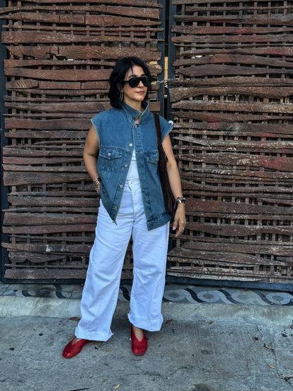 Embroidered Denim Vest