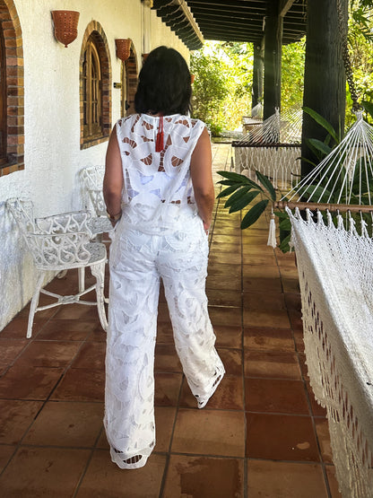 Cloud Embroidered Top and Pants Set