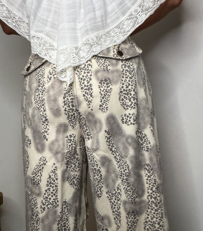 Abstract Animal Print Wide-Leg Pants