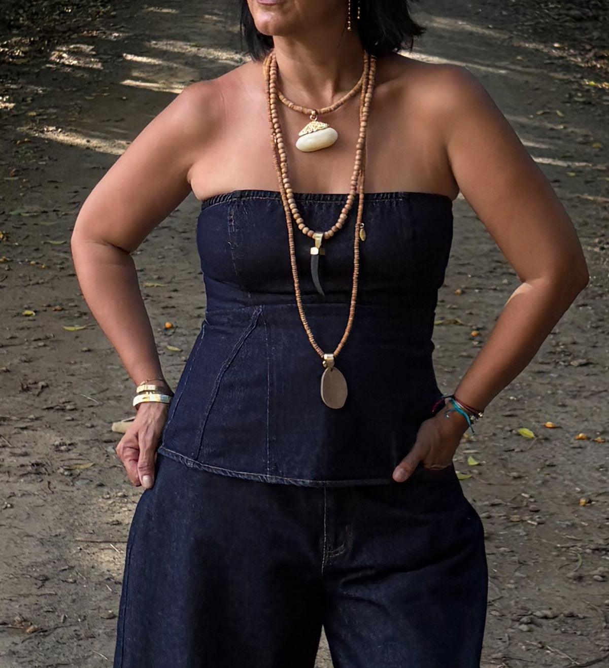 Dark Wash Denim Corset Top