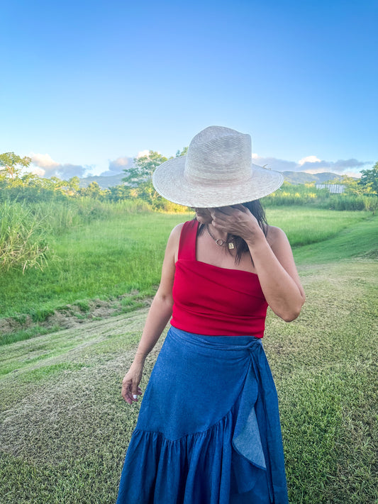 Red One Shoulder Top