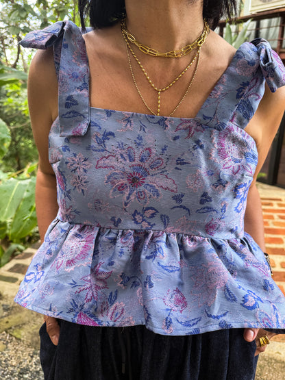 Jacquard High-low Peplum Top