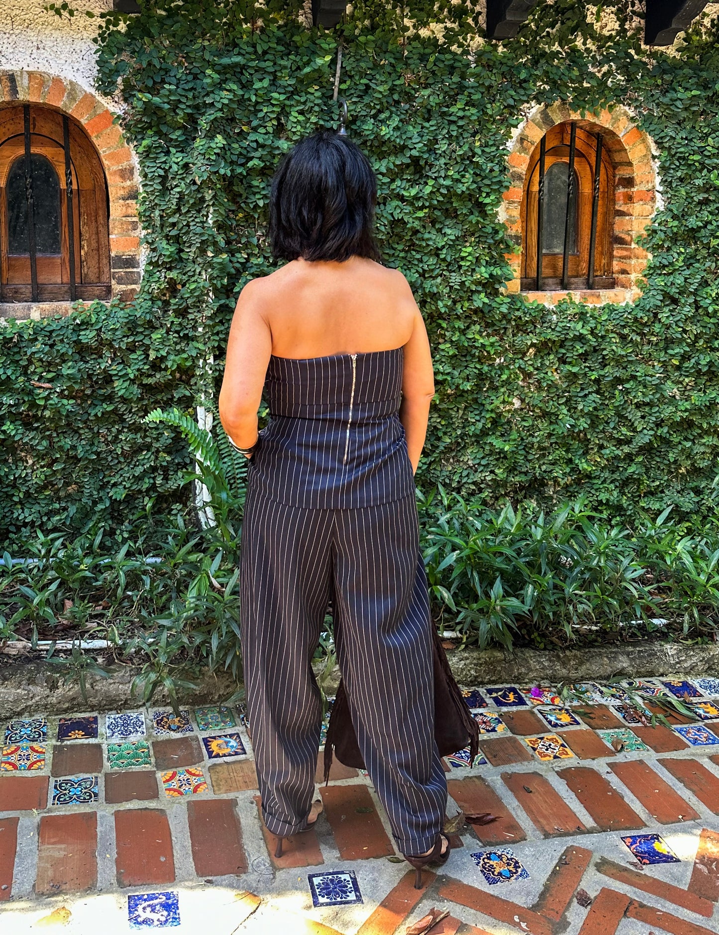 Strapless Top and Trousers Set