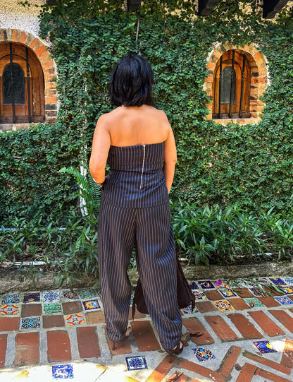Strapless Top and Trousers Set