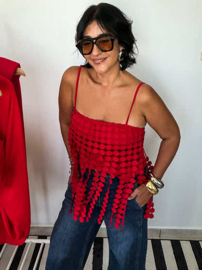 Red Fringe Top