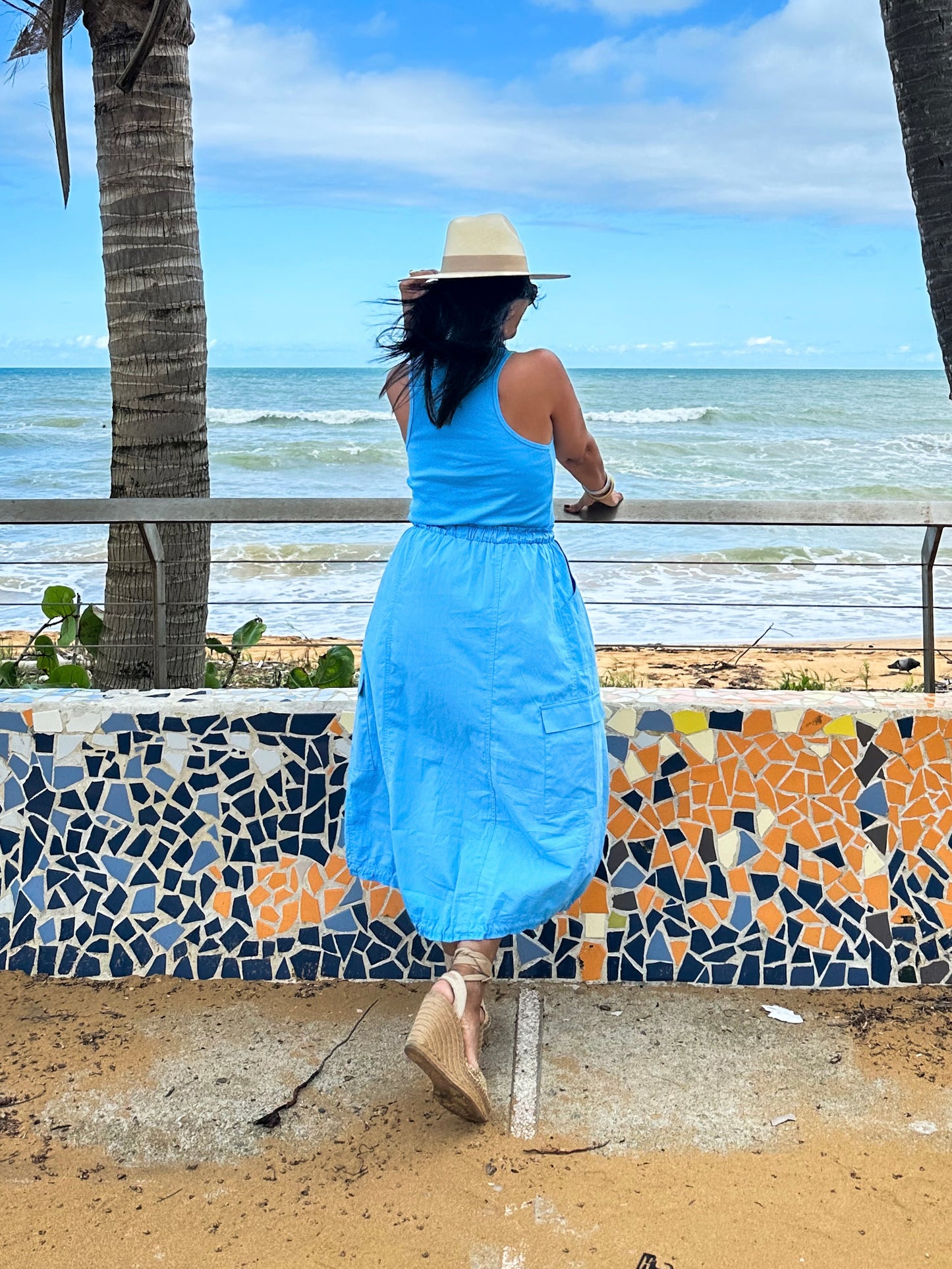 Blue Cargo Midi Dress