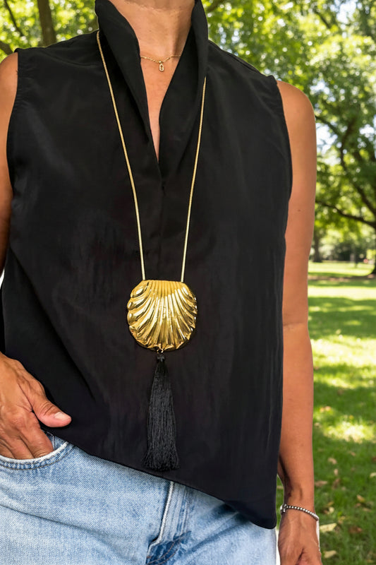 Stand Collar V-neck Top