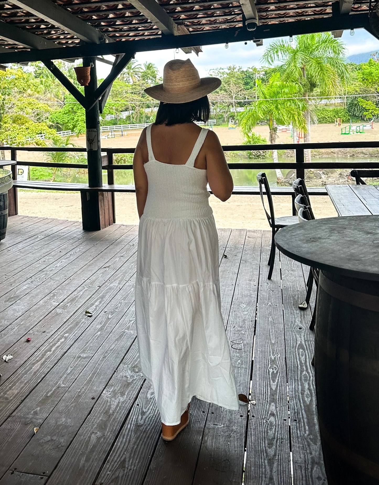 Contrast White Maxi Dress