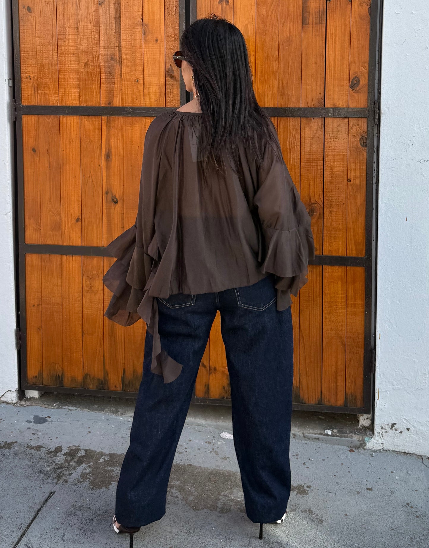 Chocolate Ruffles Boho Blouse