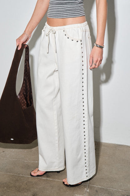 Off White Studded Denim Pants