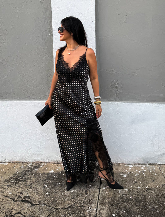 Polka Dots Satin Slip Dress 🇮🇹