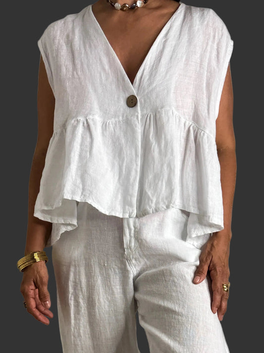 White Linen Blouse/Vest 🇮🇹