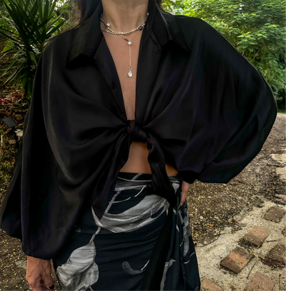 Poly Silk Knot Blouse