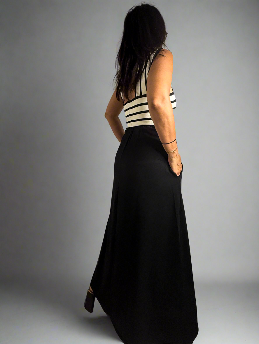 Black and White Midi Dress