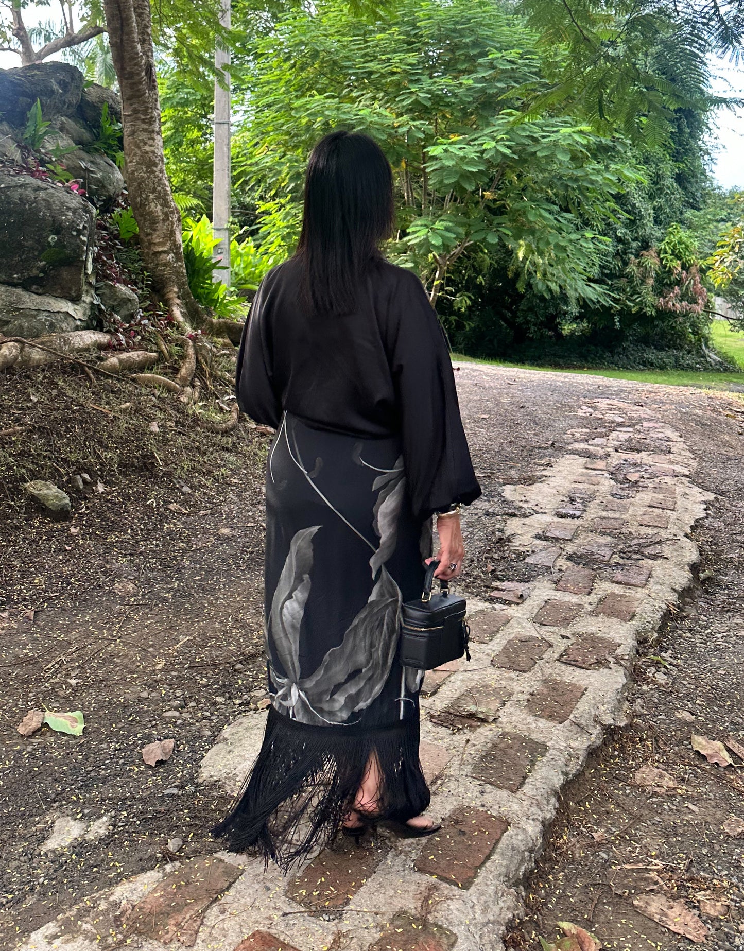 Fringes Black Print Skirt 🇨🇴