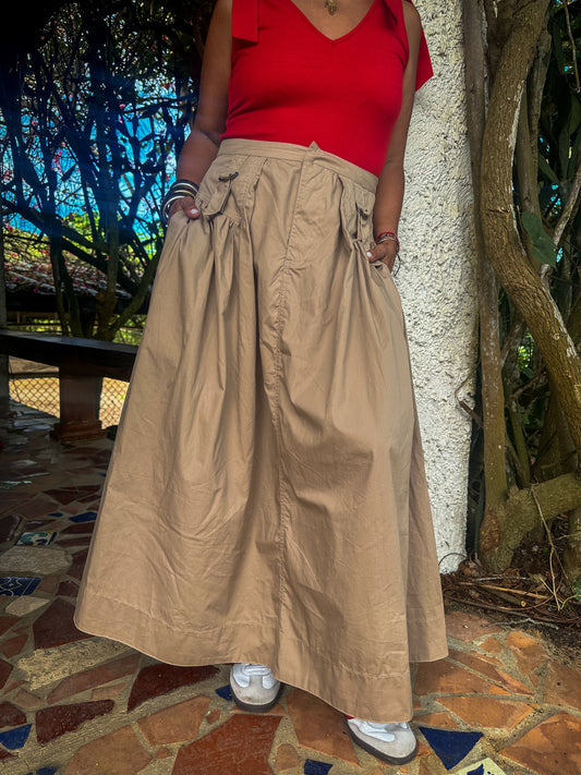 Taupe Casual Maxi Skirt