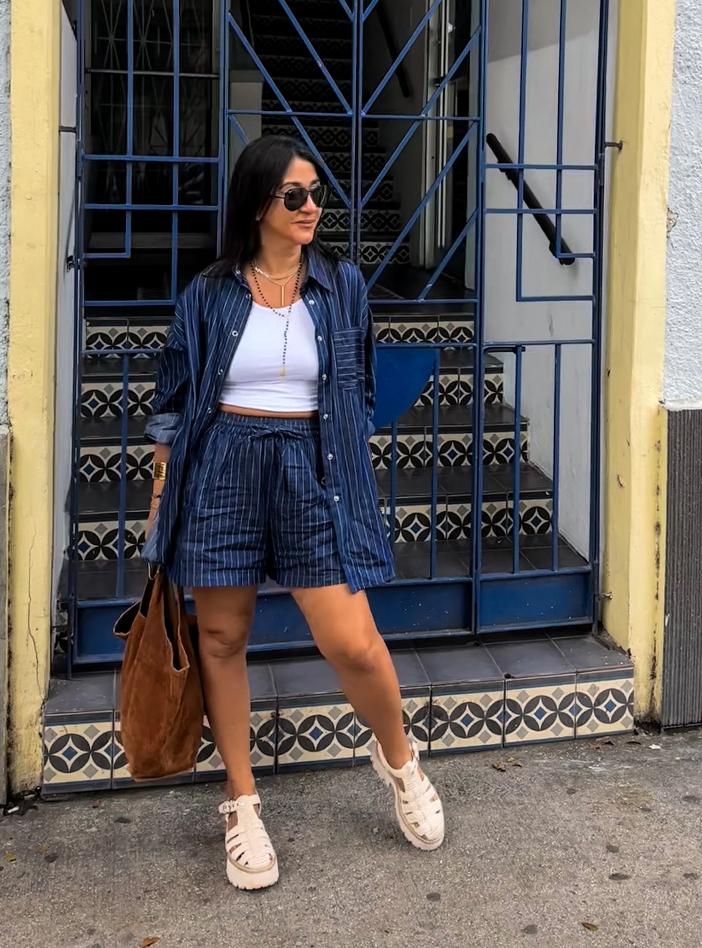 Striped Shirt and Shorts Set