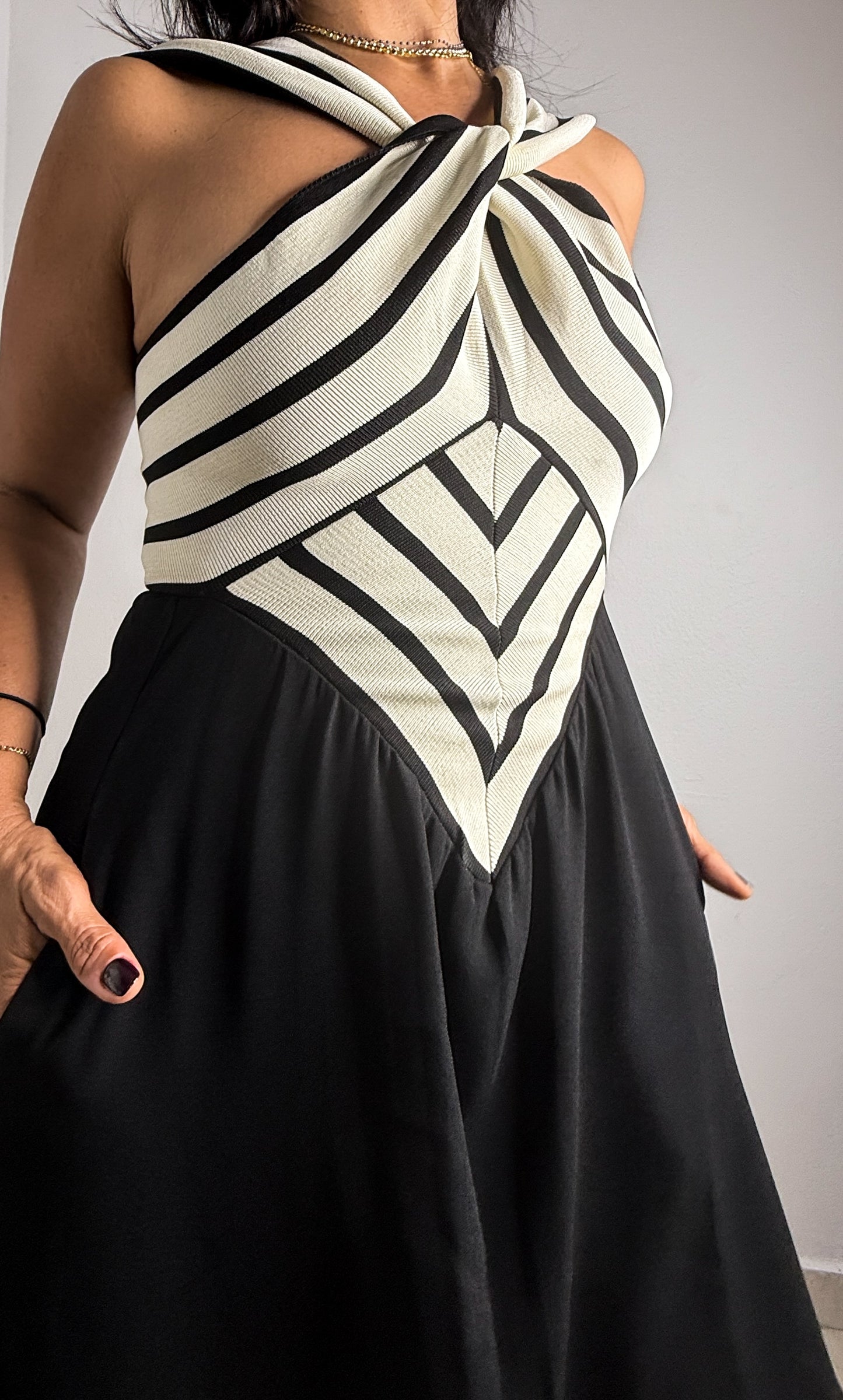 Black and White Midi Dress