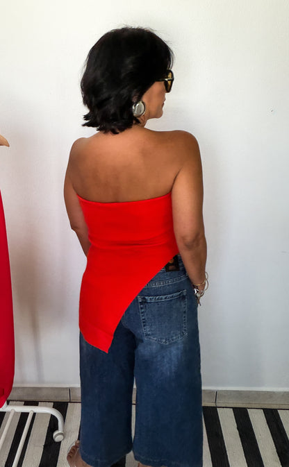 Tomato Strapless Tube Top