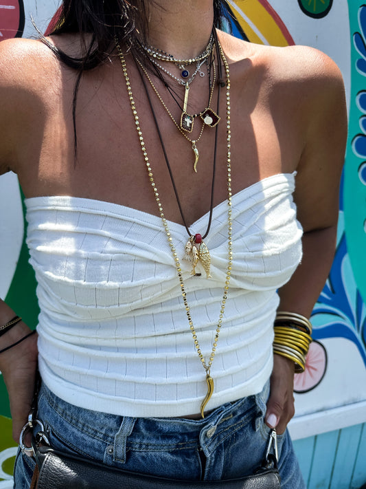 Off White Twist Front Tube Top