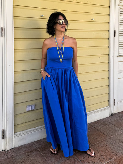 Cobalt Strapless Maxi Dress