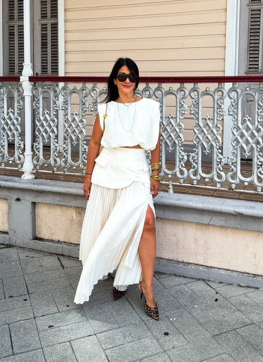 Pleated Suit Skirt