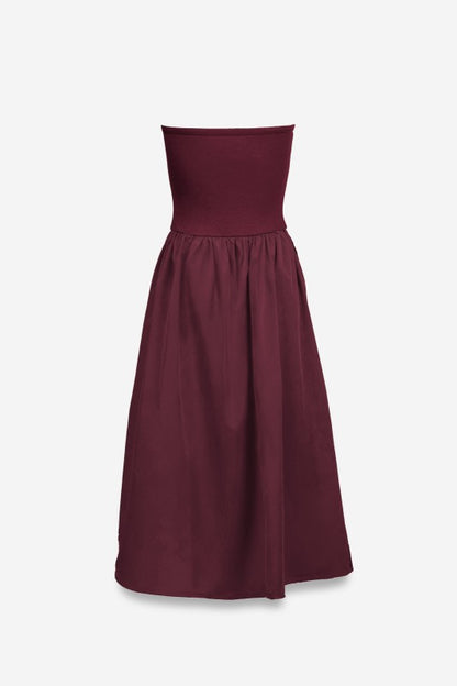 Burgundy Tube Top Maxi Dress