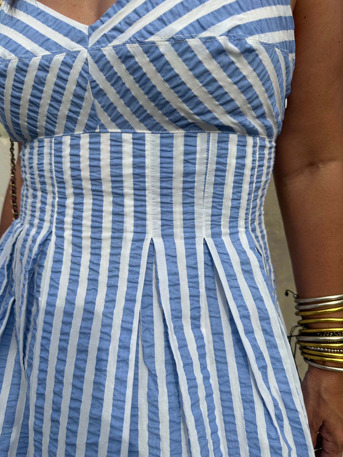 Blue Stripe Midi Dress