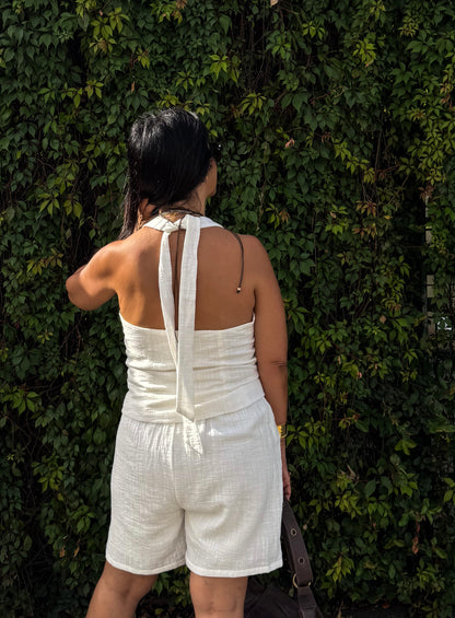 Textured Tailord Shorts Set