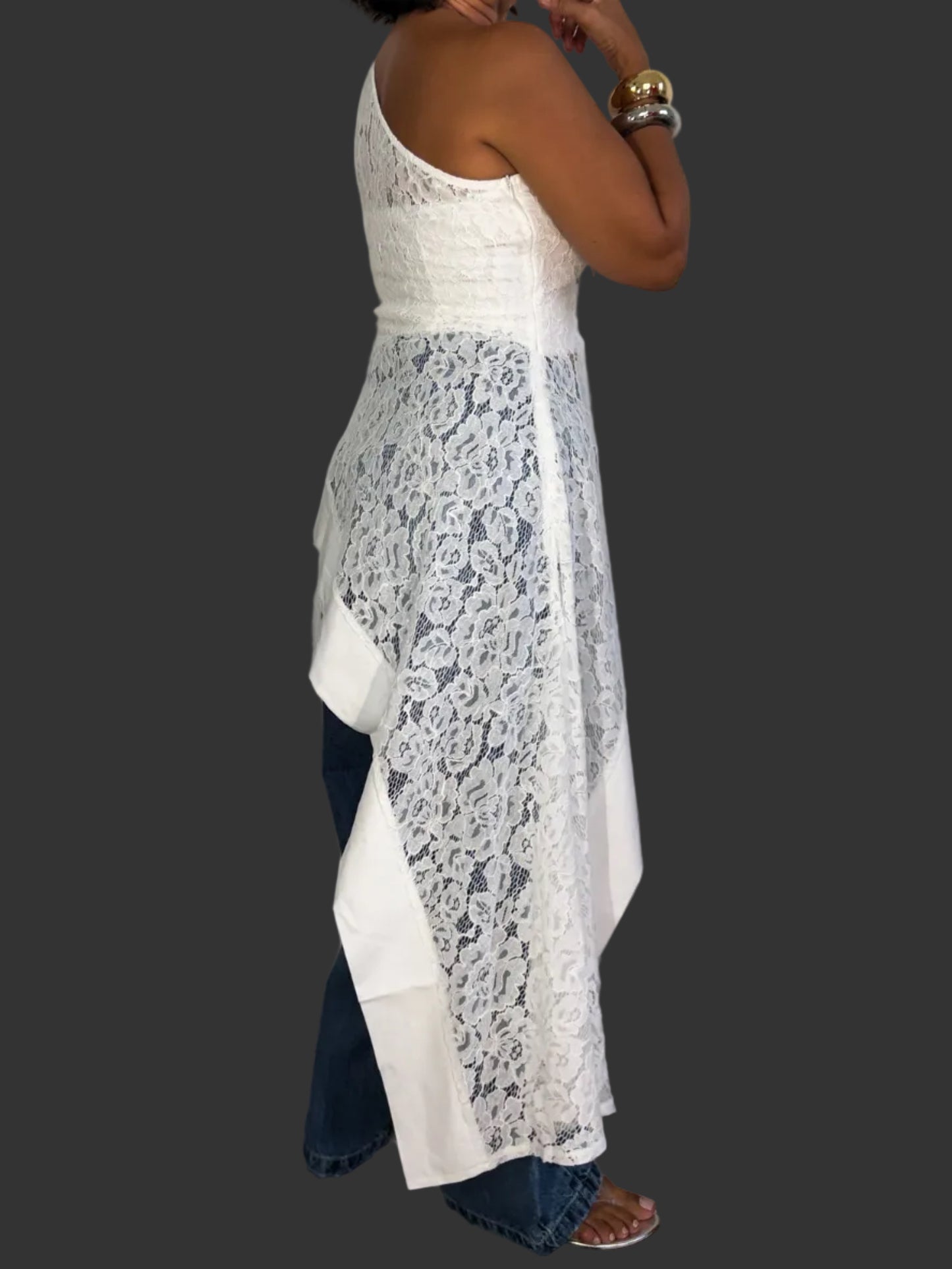One Shoulder Lace Top
