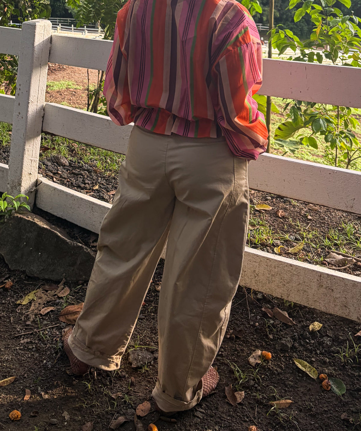 Khaki Barrel Style Belted Pants 🇮🇹