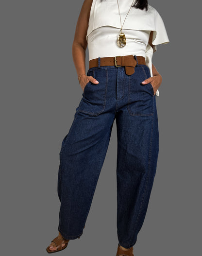 Dark Denim Barrel Jeans