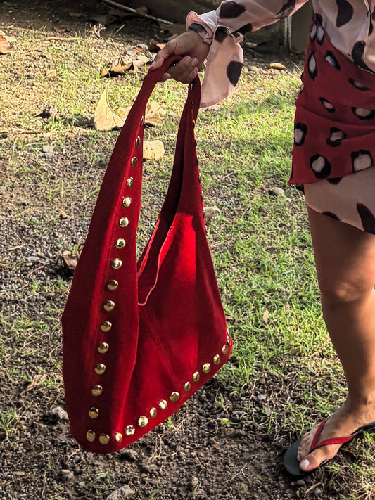Suede Studded Shoulder Bag 🇮🇹