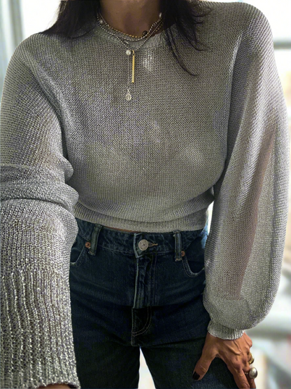 Silver Long Sleeves Sweater