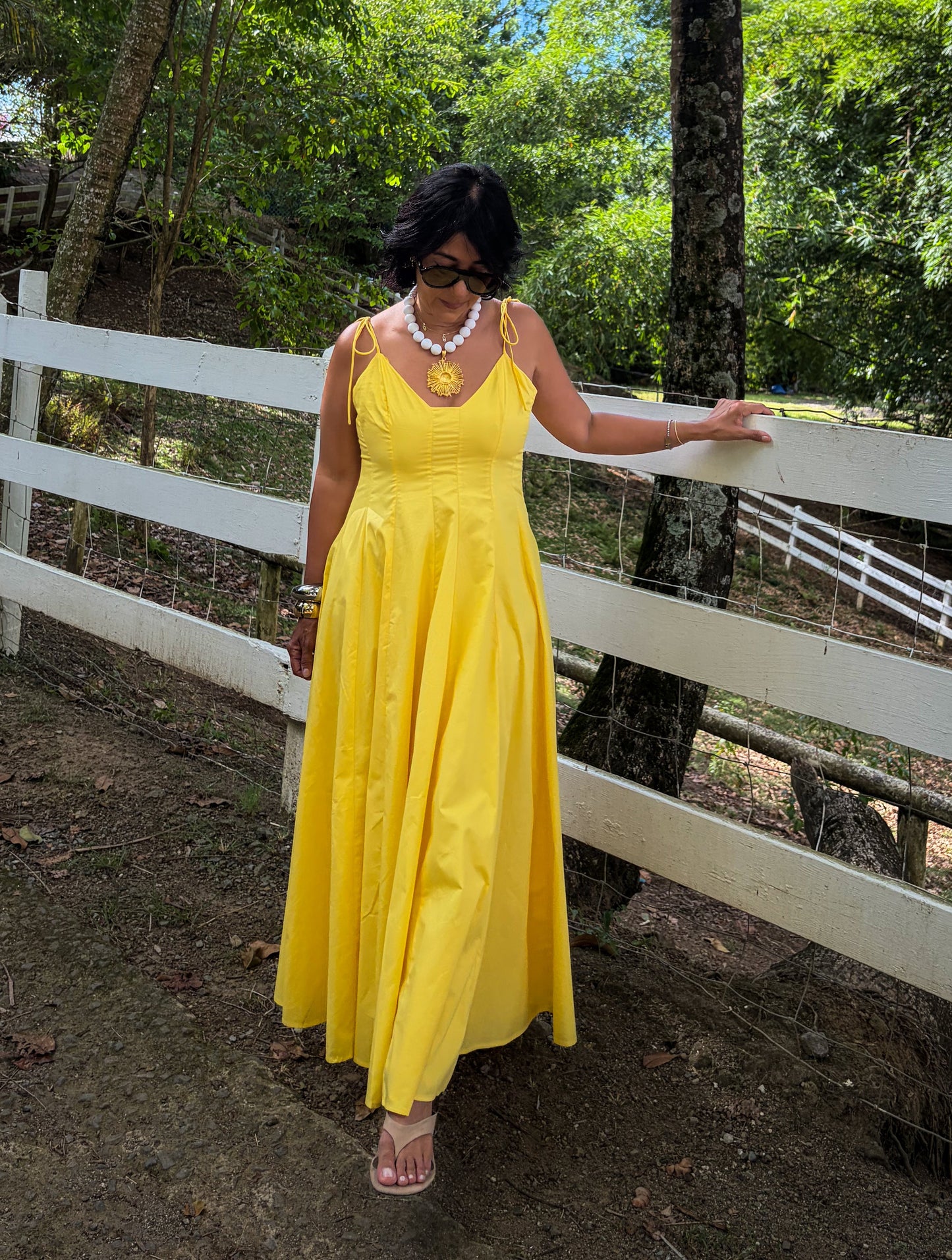 Shoulder Tie Fit & Flare Maxi Deess