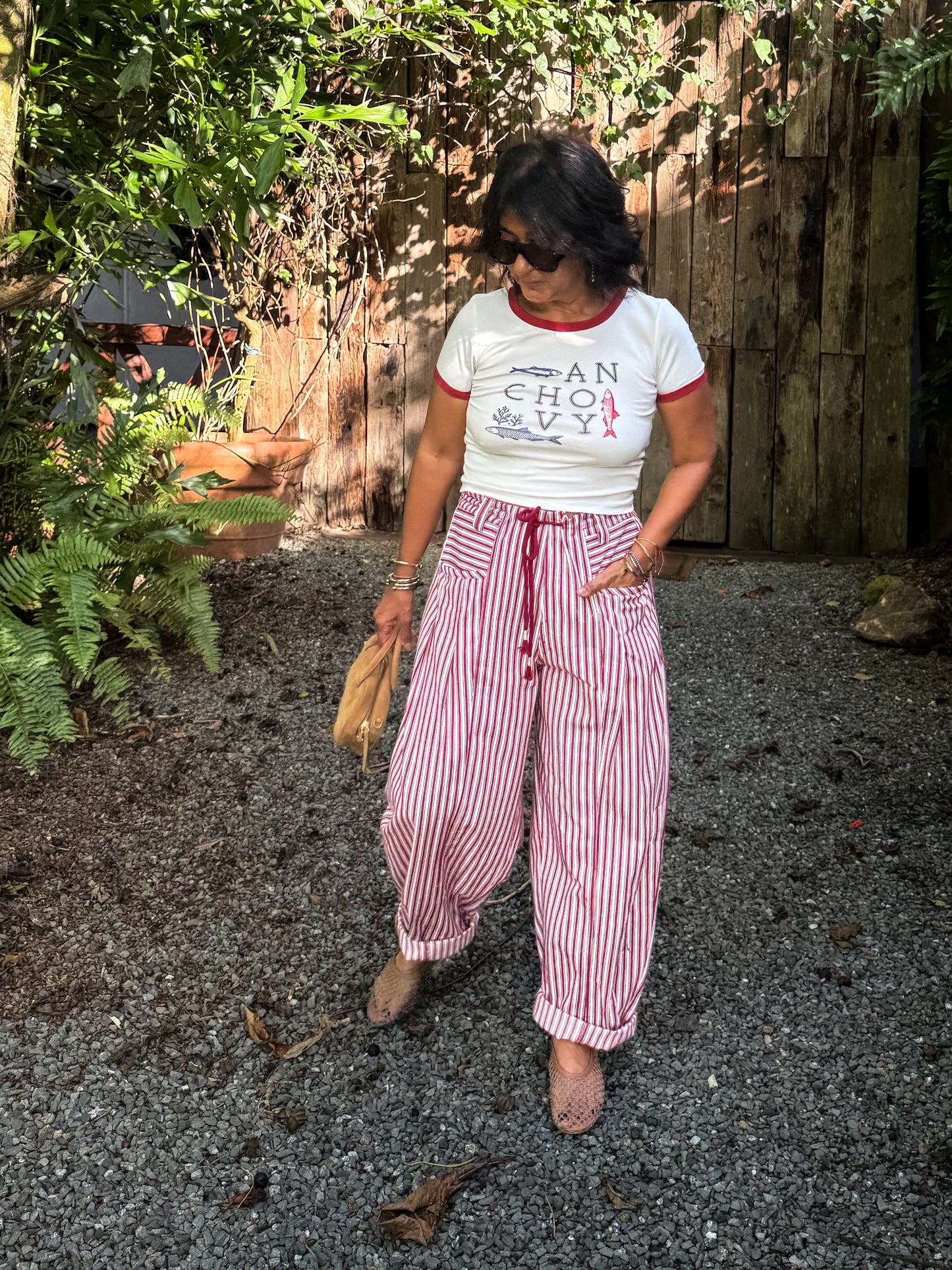 Striped Barrel Denim Pants
