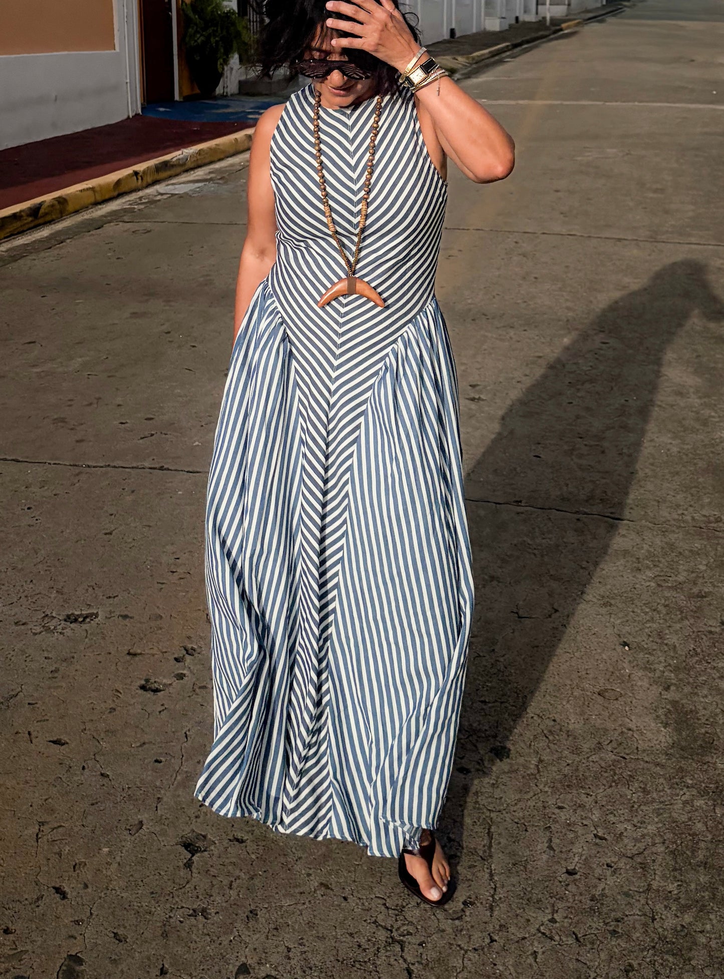 Blues Striped Maxi Dress