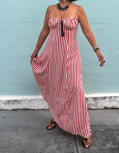 Striped Flared Maxi Dress