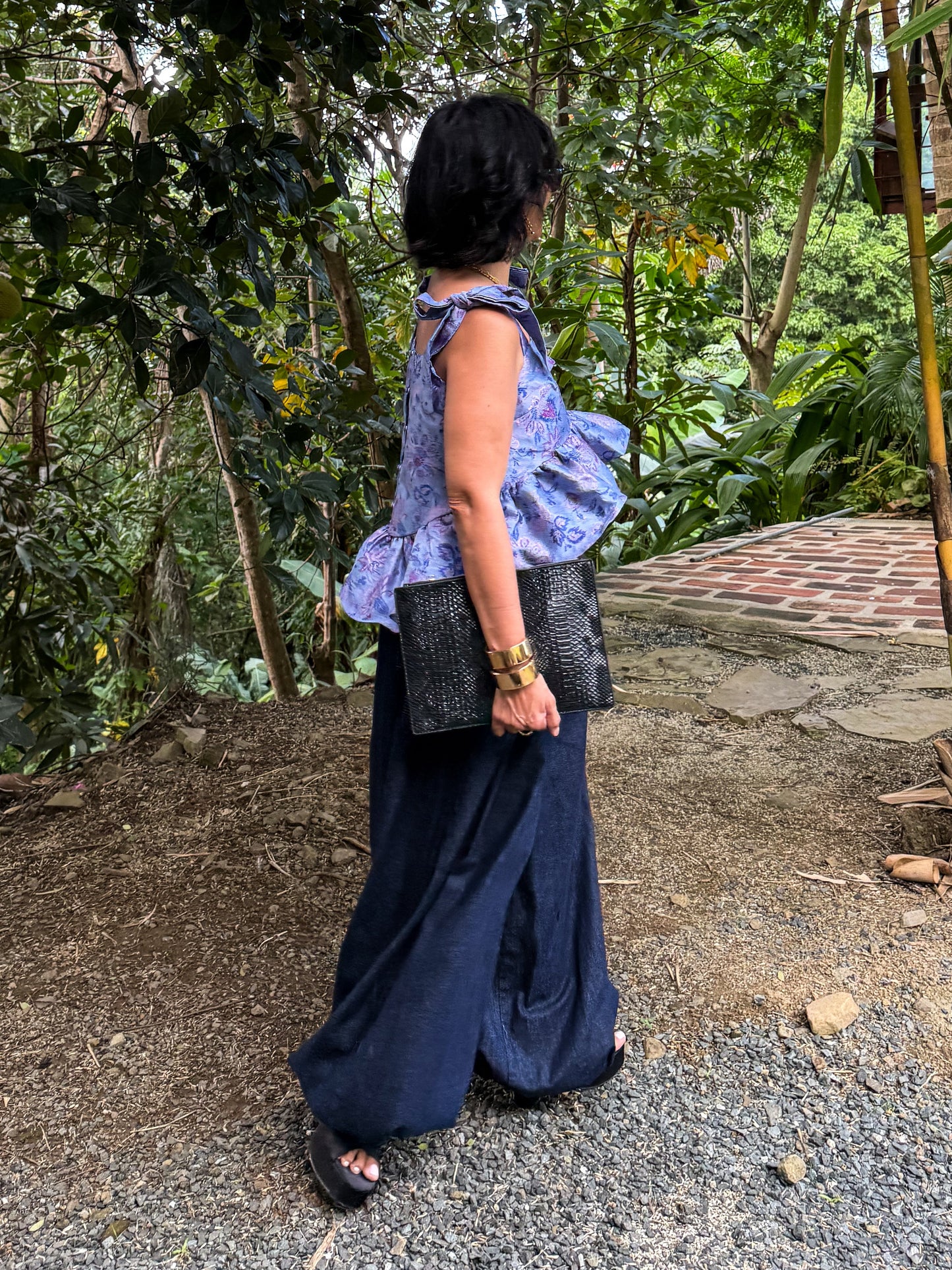 Jacquard High-low Peplum Top