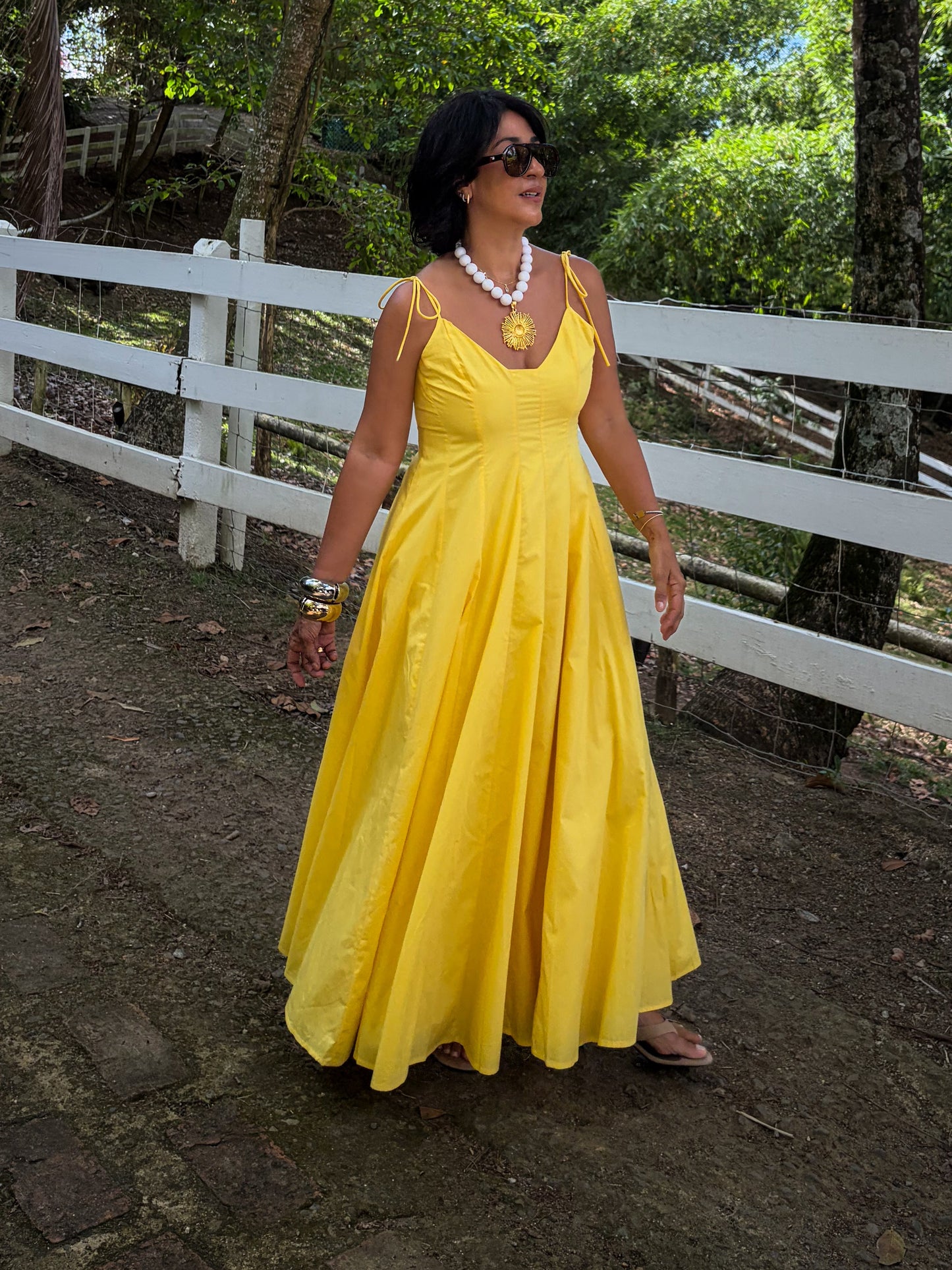 Shoulder Tie Fit & Flare Maxi Deess