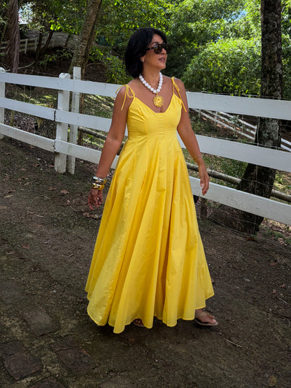 Shoulder Tie Fit & Flare Maxi Deess
