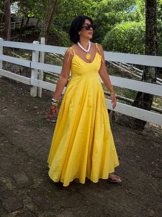 Shoulder Tie Fit & Flare Maxi Deess