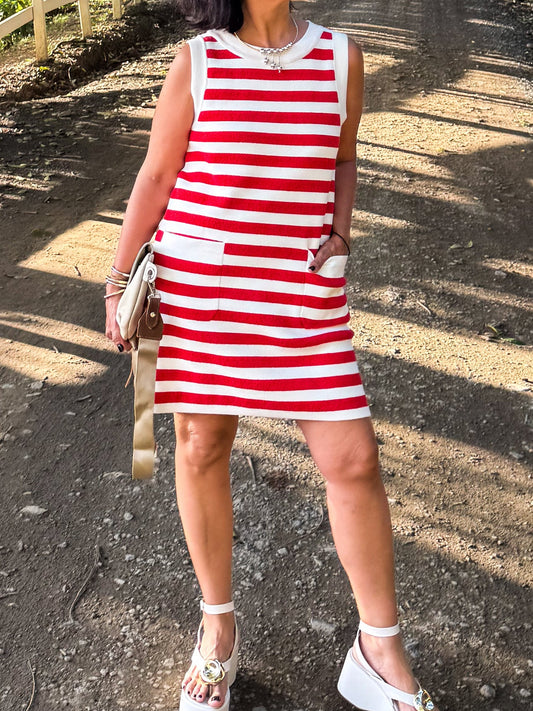 Red Stripes Mini Dress