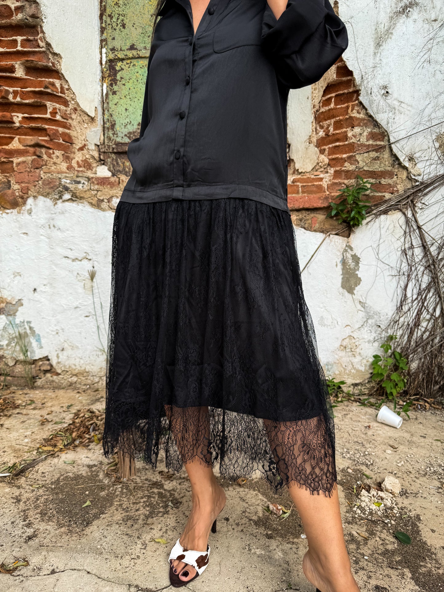 Lace Skirt Midi Dress