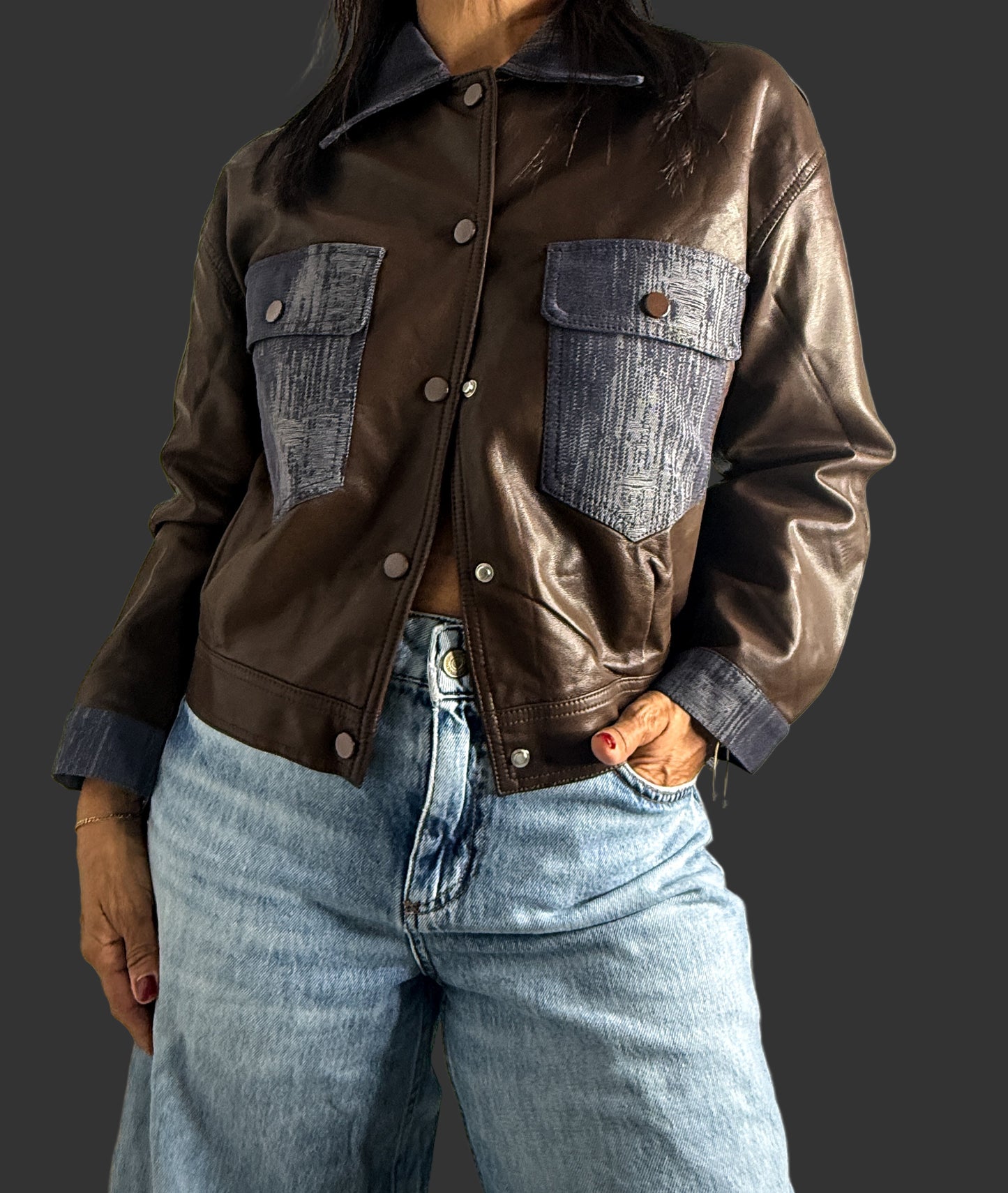 Brown Faux Leather Jacket