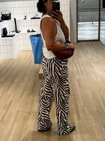 Zebra Print Wide Leg Pants