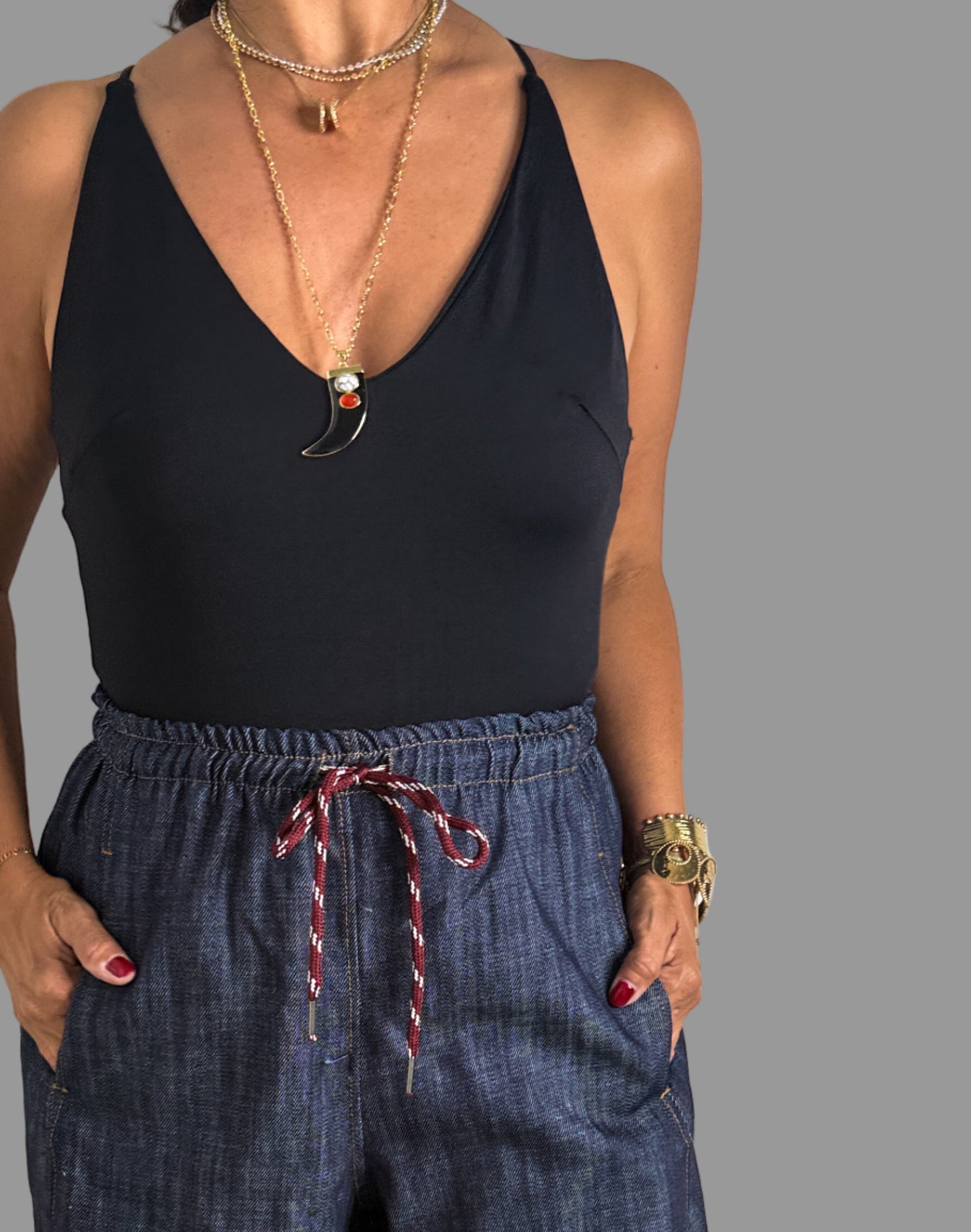 V-Neck Open Back Bodysuit