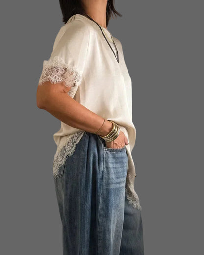 Lace Asymmetrical Top 🇮🇹