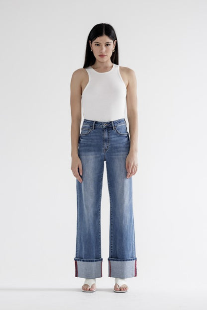 Cuff Hem Denim Jeans