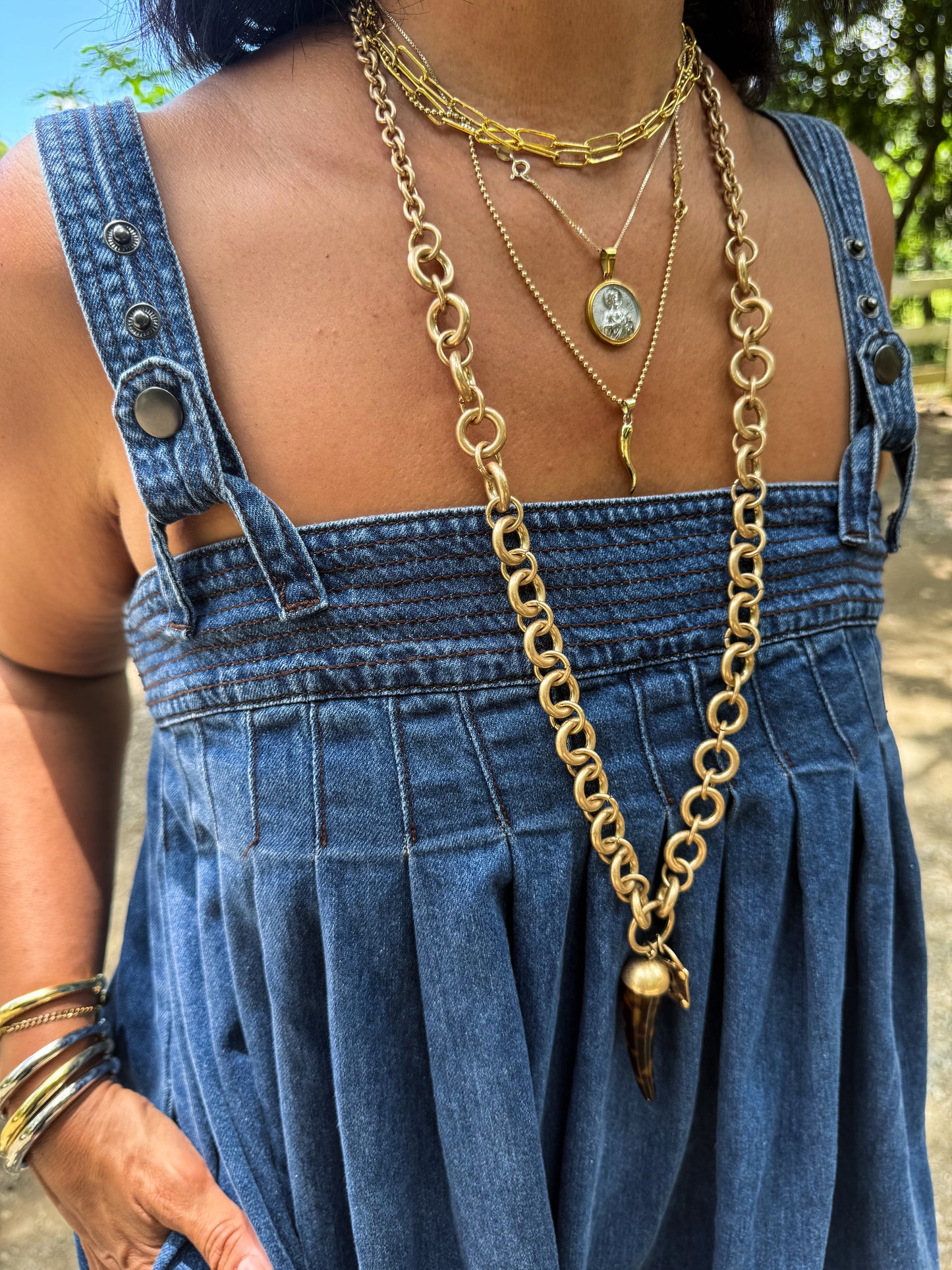 Buckle Strap Denim Short Dress